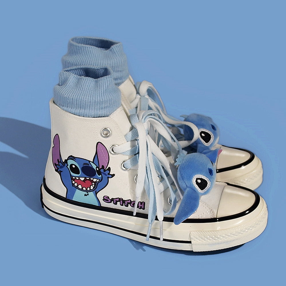 Cartoon Stitch Adults Sneakers High Top Canvas Tennis Shoes Star