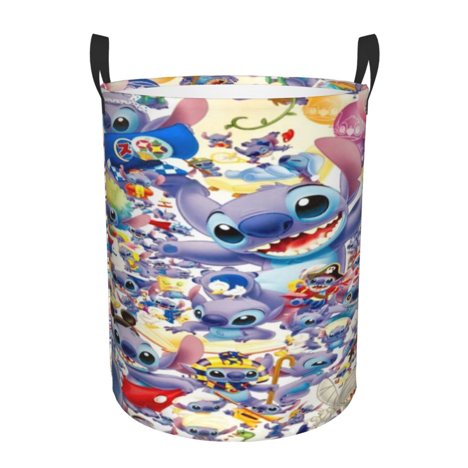 Cartoon Stitch Round Storage Basket Laundry Hamper Clothes Storage