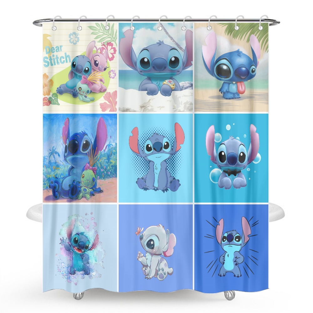 Cartoon Stitch Shower Curtains for Winter Bath Bathroom Decors Home