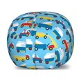 thumbnail image 1 of Cartoon Storage Toy Bag Chair, Puppy in Cars Traffic Jam Surfboard Beach Road, Stuffed Animal Organizer Washable Bag, Large Size, Sea Blue Earth Yellow, by Ambesonne, 1 of 3