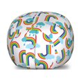 thumbnail image 1 of Cartoon Storage Toy Bag Chair, Repeating Themed Pattern of Rainbows and Clouds Sky Elements, Stuffed Animal Organizer Washable Bag, Large Size, Off White and Multicolor, by Ambesonne, 1 of 3