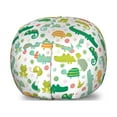 thumbnail image 1 of Cartoon Storage Toy Bag Chair, Themed Reptile and Amphibian Animals Pattern Frog Gator Turtle, Stuffed Animal Organizer Washable Bag, Large Size, Multicolor, by Ambesonne, 1 of 3