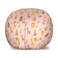 thumbnail image 1 of Cartoon Storage Toy Bag Chair, Zoo Animals Bear Reindeer Lion Giraffe Monkey Print, Stuffed Animal Organizer Washable Bag, Large Size, Peach Multicolor, by Ambesonne, 1 of 3