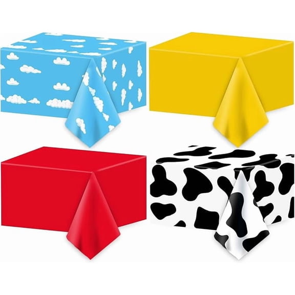 Cartoon Story Blue Sky White Clouds Tablecloths 4 Pack 108 x 54 Inches