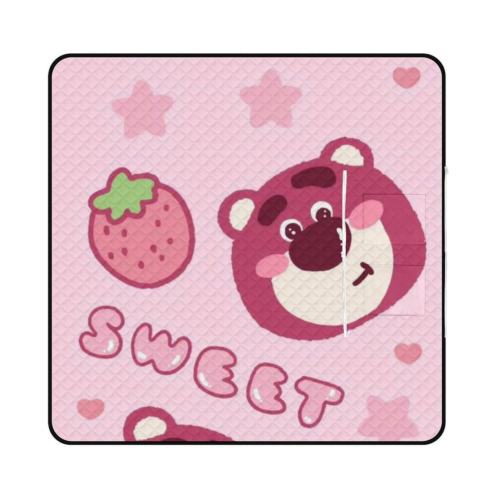 Cartoon Strawberry Bear Picnic Mat Foldable Waterproof and Sandproof