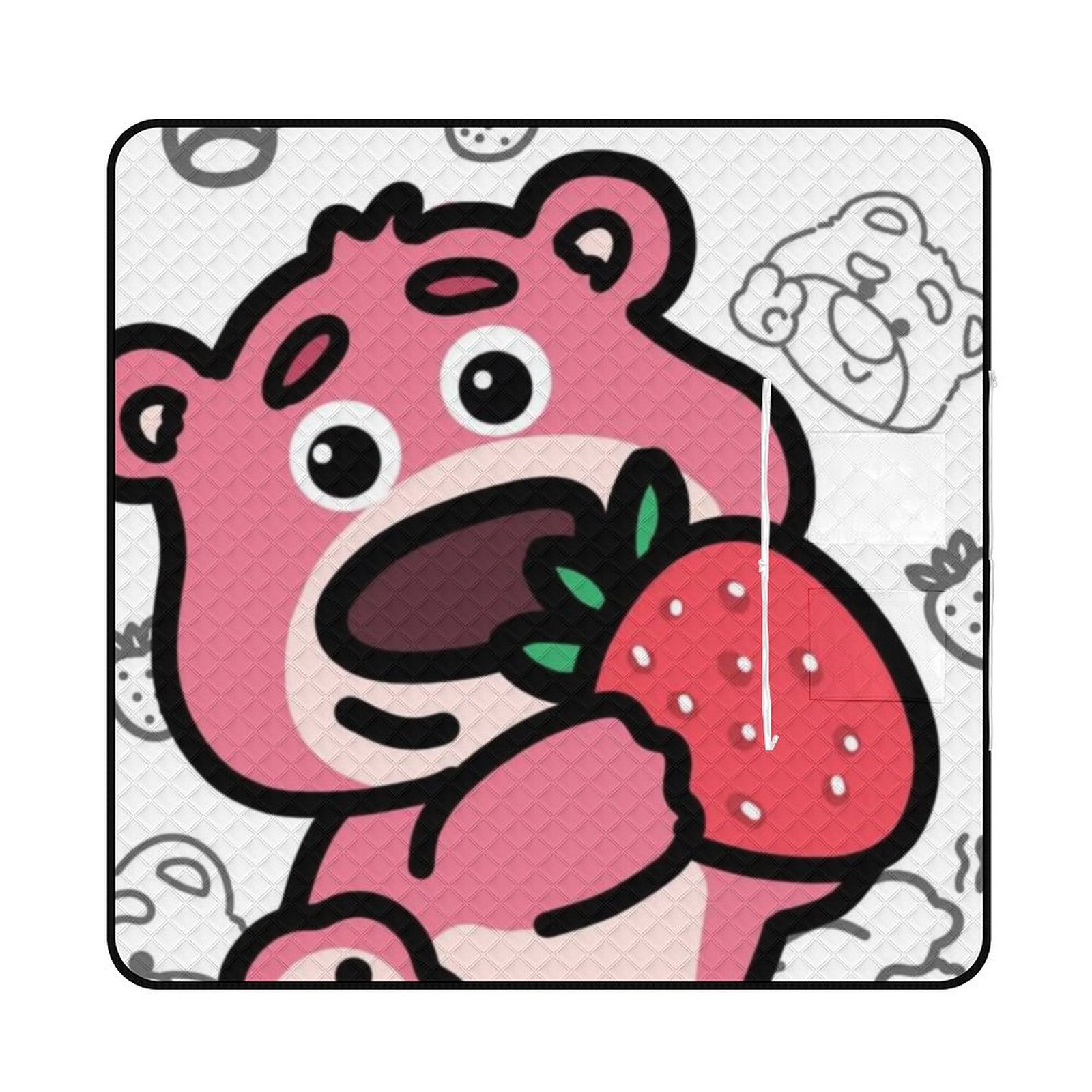 Cartoon Strawberry Bear Picnic Mat Foldable Waterproof and Sandproof