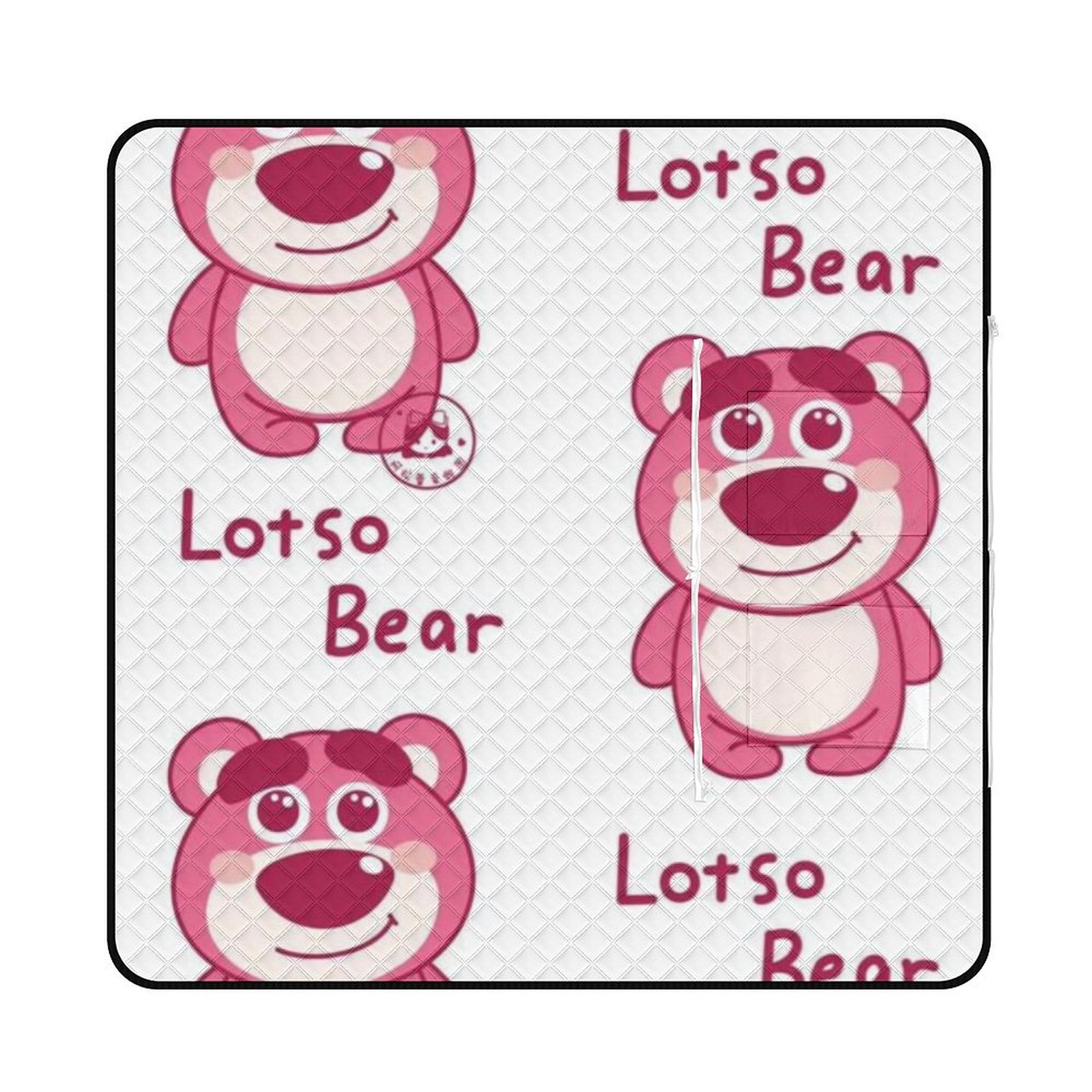 Cartoon Strawberry Bear Picnic Mat Foldable Waterproof and Sandproof