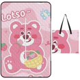Cartoon Strawberry Bear Picnic Mat Foldable Waterproof and Sandproof