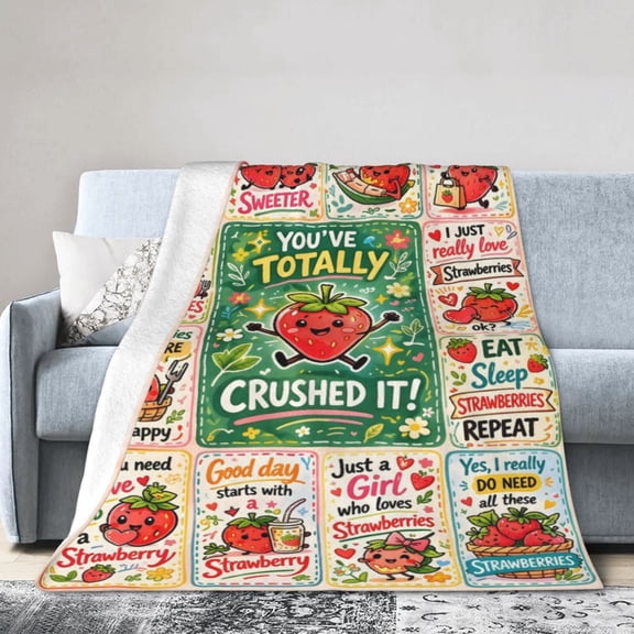 Cartoon Strawberry Blanket Gift Soft Home Decor Fun Blanket for All Ages 50x40