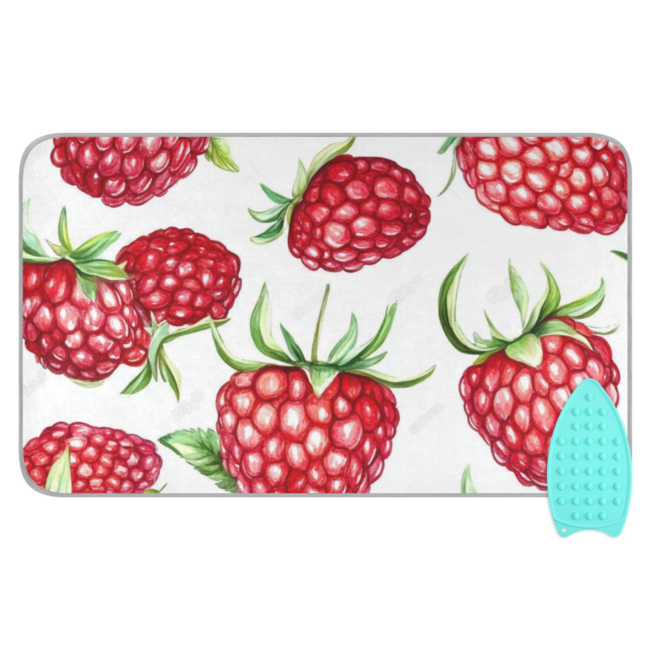 Cartoon Strawberry Pattern Ironing Mat Blanket for Table Top Travel Portable Ironing Board Pad 47.2x27.6 Inch