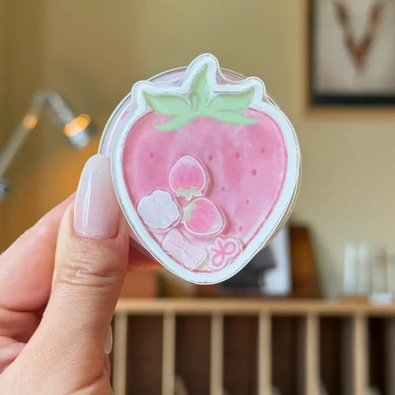 Cartoon Strawberry Shaker Phone Grip: MagSafe, , iPad Stand