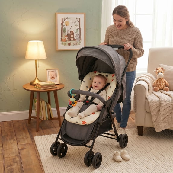 Cartoon Stroller Liner Pad Universal High Chair Cushion Breathable Carriage Seat Insert Soft Support Mat for Daily Walk Outdoor Camping and Road Trip Travel
