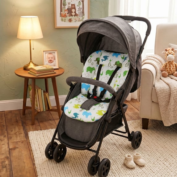 Cartoon Stroller Liner Pad Universal High Chair Cushion Breathable Carriage Seat Insert Soft Support Mat for Daily Walk Outdoor Camping and Road Trip Travel