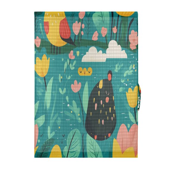 Cartoon Style Art Animal Door Curtain 25x40in Privacy Mesh with UV Protection Tie Back Rod Pockets