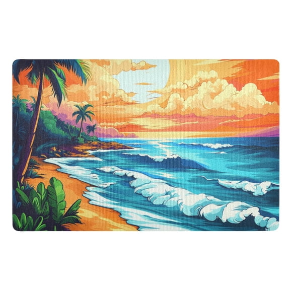 Cartoon Style Beach Floor Door Mat Outdoor Indoor for Home Entrance Welcome Mats 32"x20"