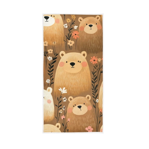 Cartoon Style Bears Face Towel Absorbent Hand Towels Bath Sport Gym