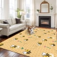 thumbnail image 1 of Cartoon Style Bees Large Area Rugs 5x8 ft Yellow Honeycomb Cute Animal and Flowers Washable Rug Non Slip Indoor Carpet Absorbent Floor Mat for Living Room Bedroom Dining Room, 1 of 9