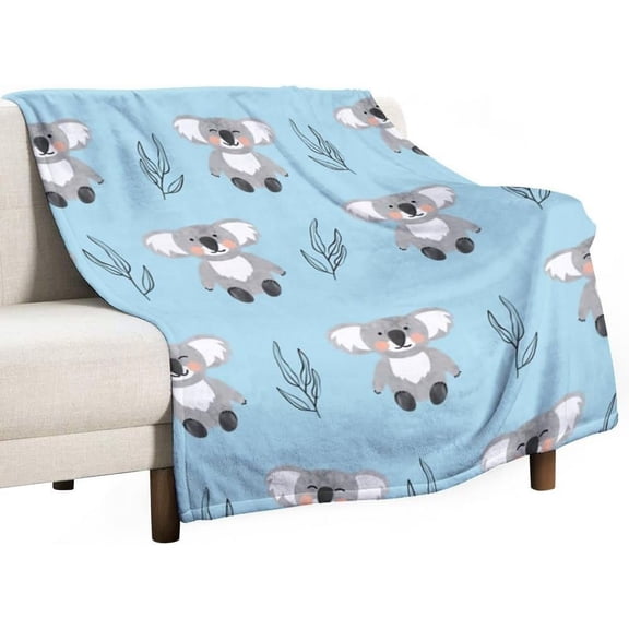 Cartoon Style Cute Koala Bears Funny Flannel Fleece Throw Blanket Fashion Lightweight Air Conditioned Blankets for Couch Sofa Living Room Camping 30"x40"