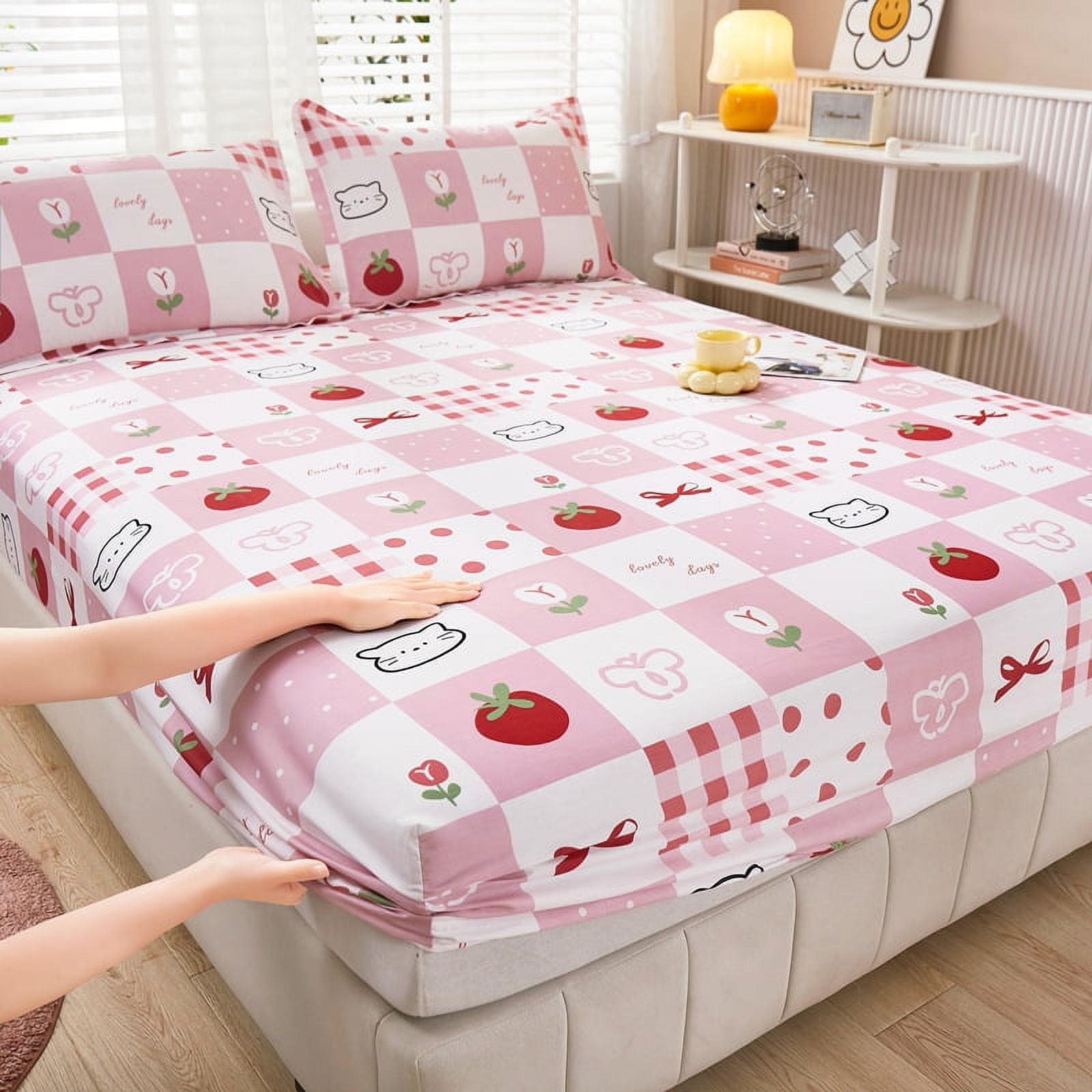 Cartoon Style Fitted Sheet Pure Cotton Bed Sheets Adults Room Mattress