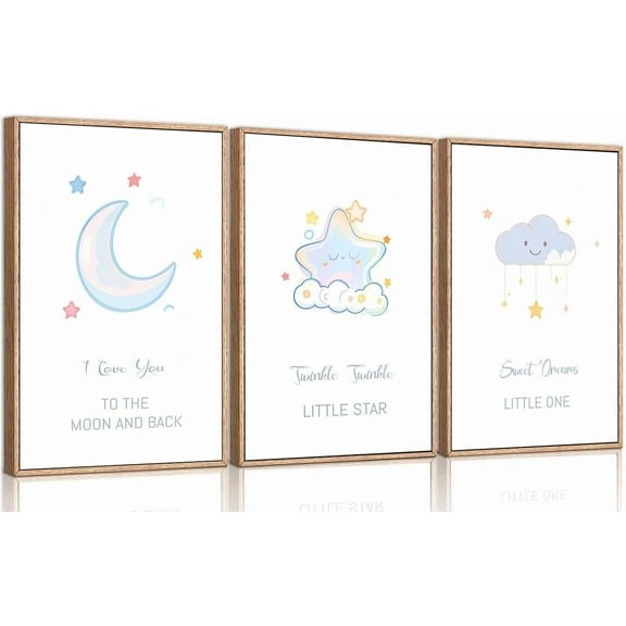 Cartoon Style Moon and Stars Nursery Decor Poster Neutral Baby Room Wall Art Nursery Classroom Wall Decor Canvas Print Posterfor Boys and Girls Room Home Decoration 1218in Unframed