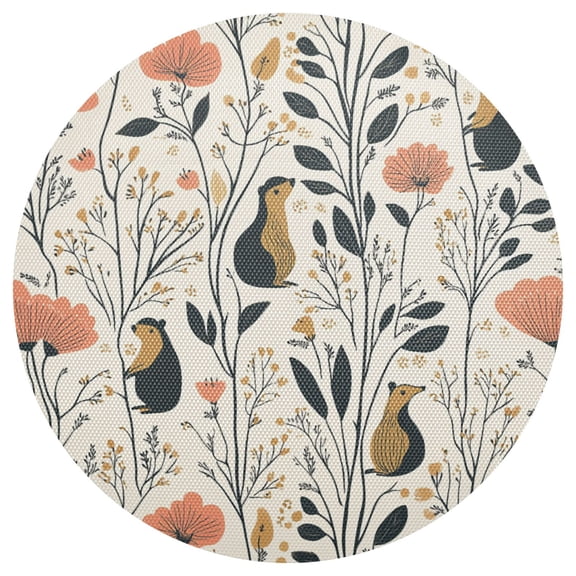 Cartoon Style Pattern 15.4in Diameter PVC Plate Mat, Heat-Resistant and Cuttable, Kitchen Decor