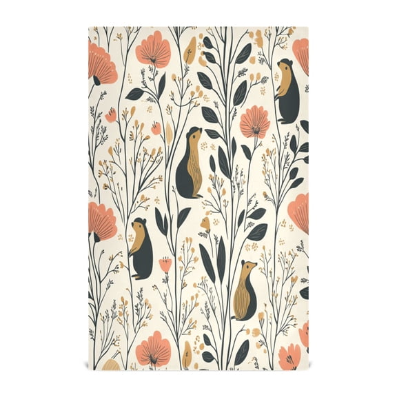 Cartoon Style Pattern Decorative Waffle Towel Kitchen Dishcloth 28x18in Multi-Use Tea Towel
