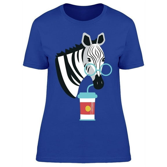 Cartoon Style Zebra Coffee  T-Shirt Women -Image by Shutterstock, Female x-Large