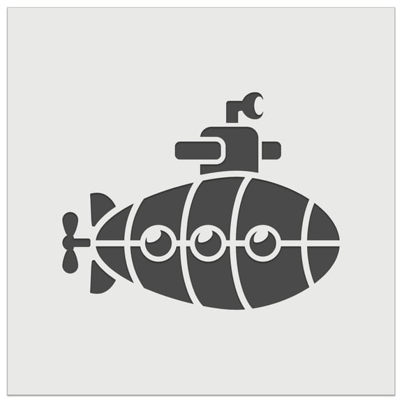 Cartoon Submarine Boat Aquatic Underwater Vehicle with Periscope and Propeller DIY Cookie Wall Craft Stencil - 7.0 Inch