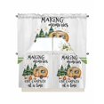 thumbnail image 1 of Cartoon Summer Kitchen Curtains Swag Valance and Tier Curtains Set 24 Inch Length, Funny Forest Trees House Star Moon Rod Pocket Drape Panels Pair Swag Curtains for Bathroom/Cafe/Window, 1 of 6