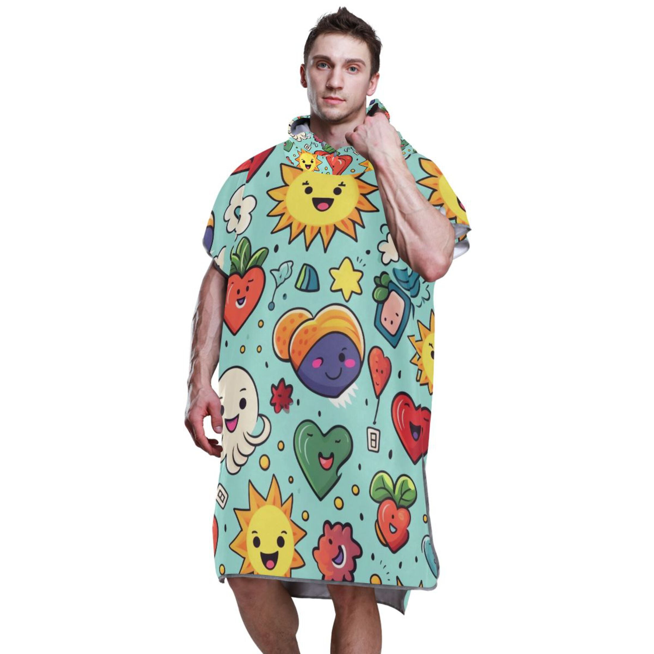 Cartoon Sun Cloud Heart Star Hooded Beach Towel Adult Bath Poncho Towels Soft Absorbent Quick Dry for Surf Swim Pool Men Women Teens Walmart