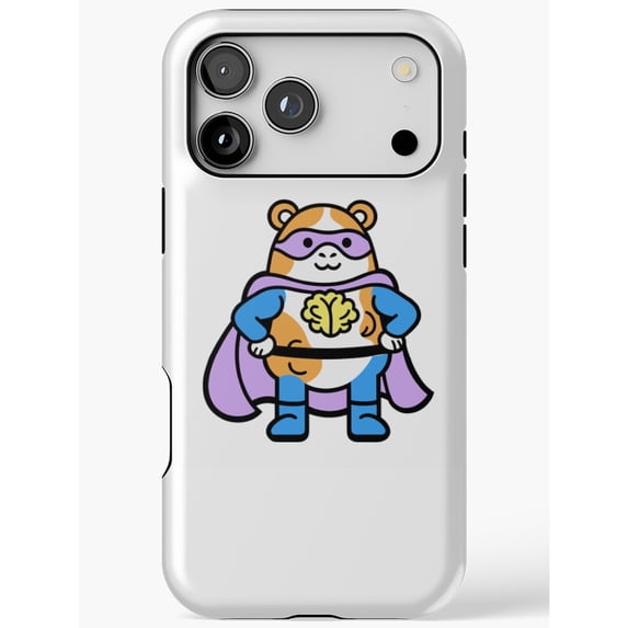 Cartoon Superhero Bear in Blue and Purple Tough Phone Case, Dual-Layer ...