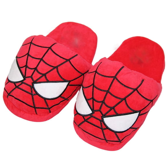 Cartoon Superhero Spide Plush Slippers Warm Fleece Winter House Shoes Anti Slip Indoor Soft Cushion Mules Footwear for Men and Women