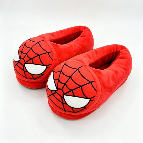 Cartoon Superhero Spider Plush Slippers Warm Fleece Winter House Shoes Anti Slip Indoor Soft Cushion Mules Footwear for Men and Women