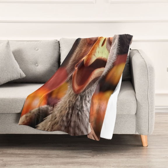 Cartoon Surprised Turkey Throw Blanket 60" x 90" Soft and Warm Blankets for Couch Sofa and Bed