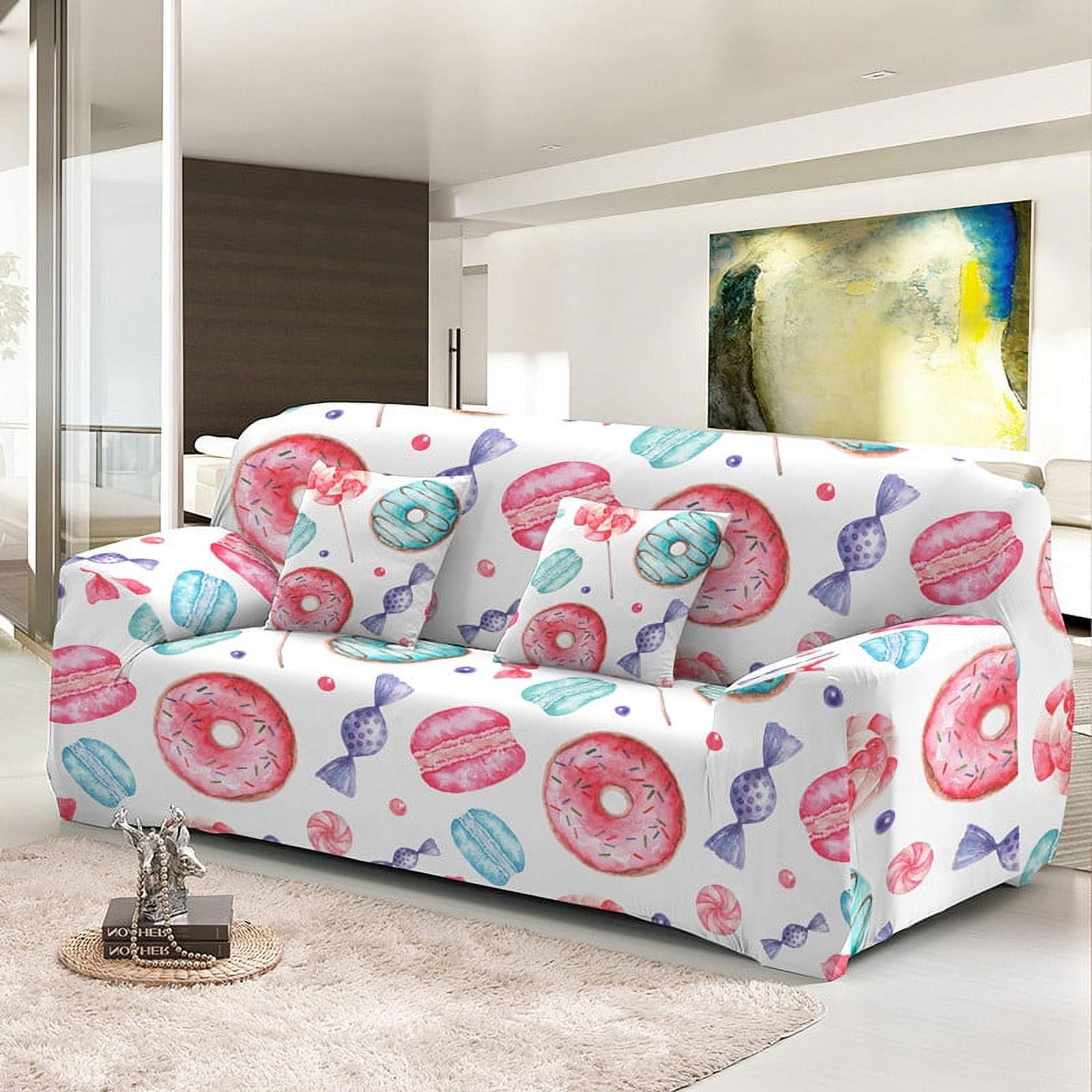 Cartoon Sweet Candy Sofa Cover Elastic Washable L Shape Slipcover For