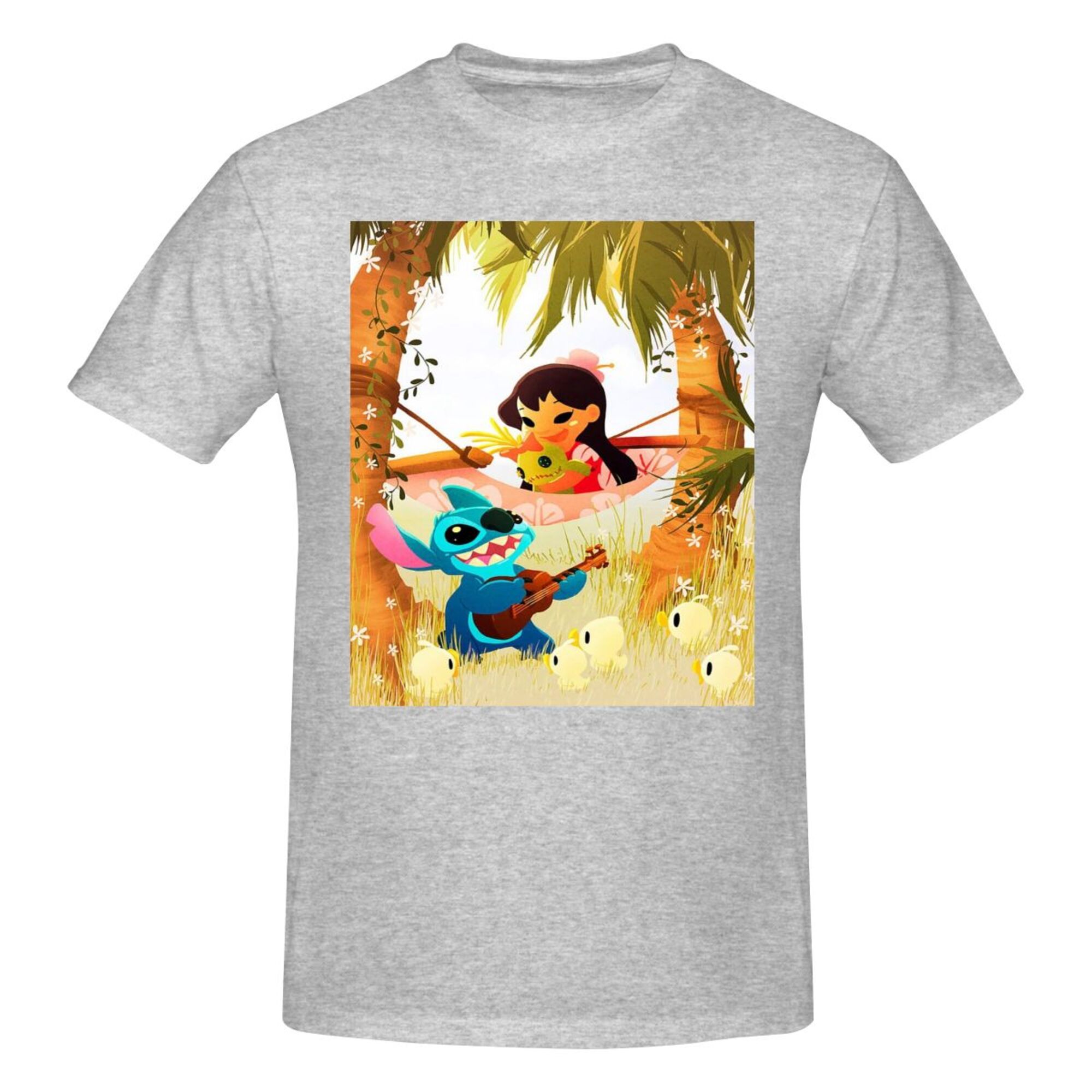 Cartoon TShirt Stitch Shirt Lilo and Stitch Unisex Basic Short Sleeve
