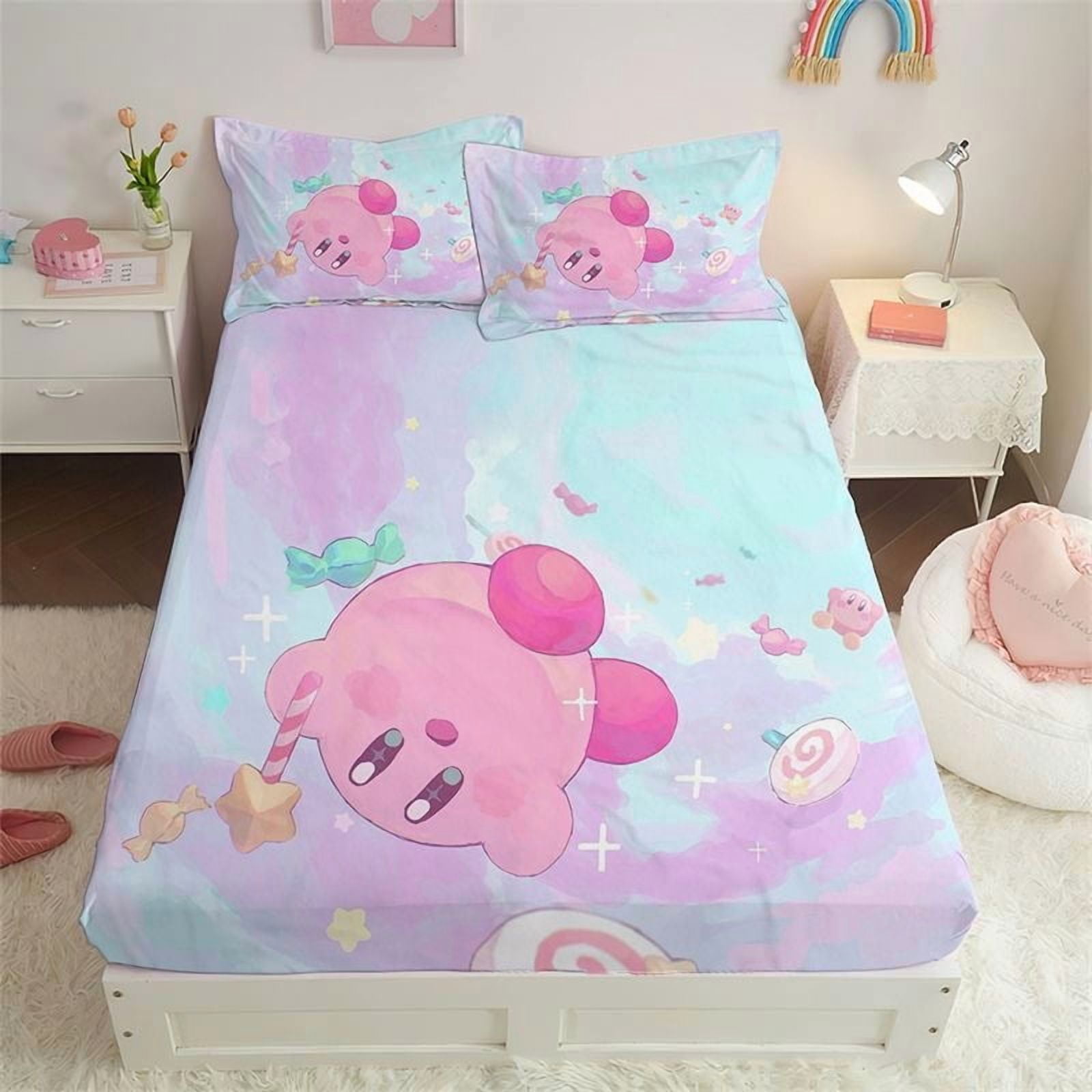 cartoon-tv-kirbyed-bed-mattress-kawaii-kirbyed-painted-bed-linen-cover