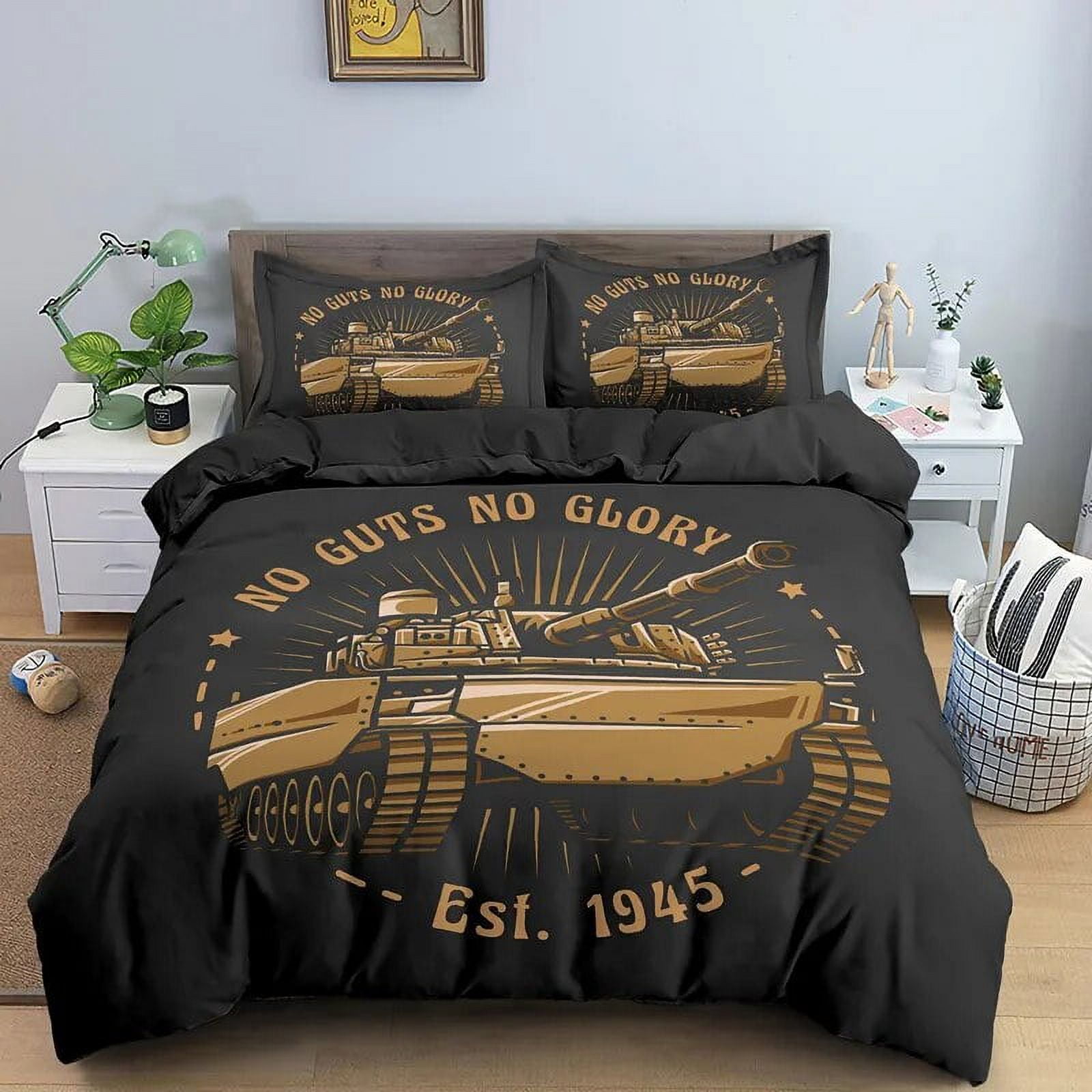 Cartoon Tank Duvet Cover War Theme Bedding Set for Kids Boys Man