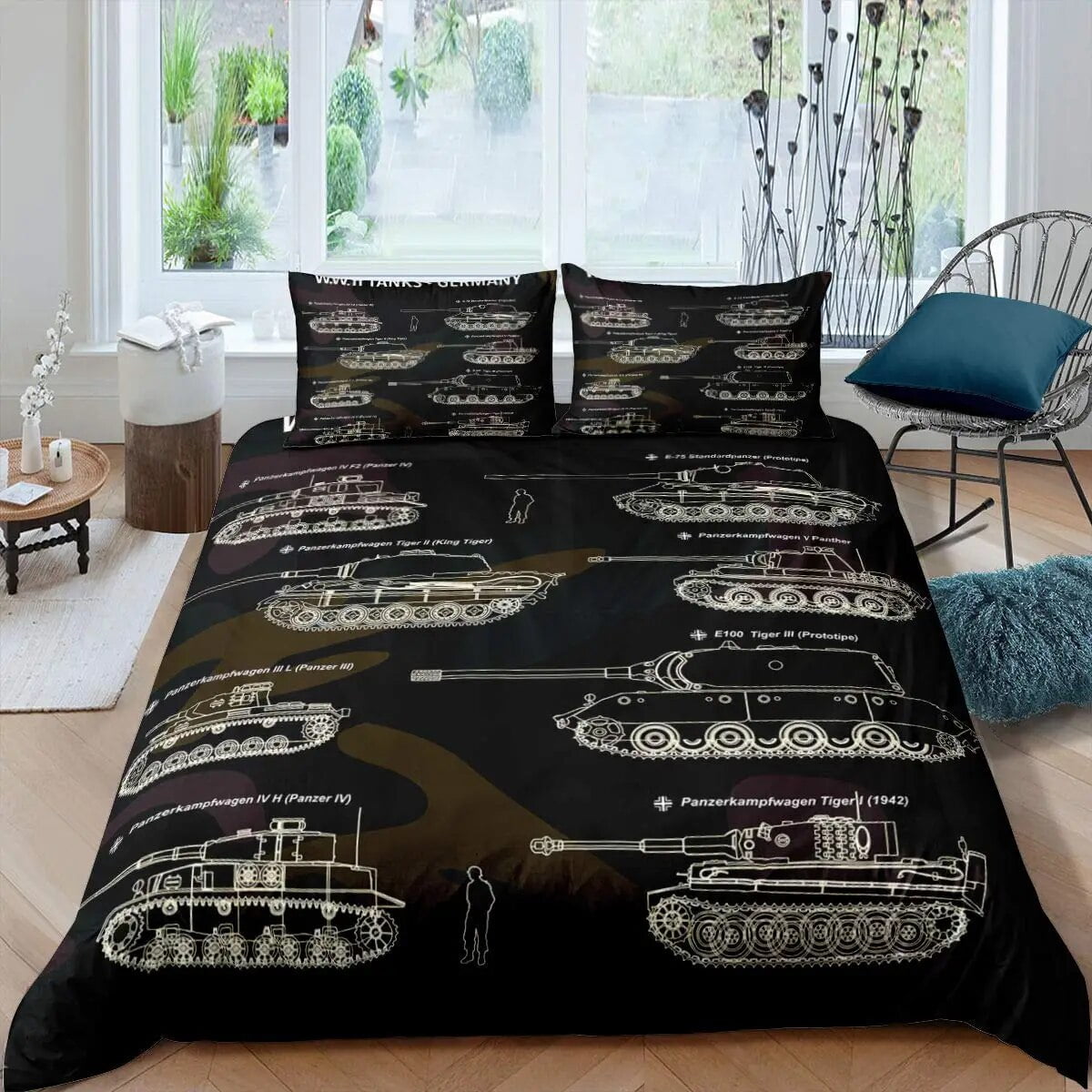 Cartoon Tank Duvet Cover War Theme Bedding Set for Kids Boys Man