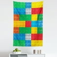 thumbnail image 1 of Cartoon Tapestry, Colorful Building Blocks Print Funny Vivid Playtime Themed, Fabric Wall Hanging Decor for Bedroom Living Room Dorm, 5 Sizes, Green and Blue, by Ambesonne, 1 of 1