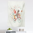 thumbnail image 1 of Cartoon Tapestry, Happy Raccoon Riding a Bicycle with Cat Balloons and Birds on Teardrop Background, Fabric Wall Hanging Decor for Bedroom Living Room Dorm, 5 Sizes, Multicolor, by Ambesonne, 1 of 1