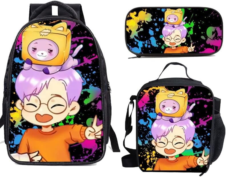 Cartoon Teens Bookbag Schoolbag Cartoon Girl Backpack With Lunch Bag ...