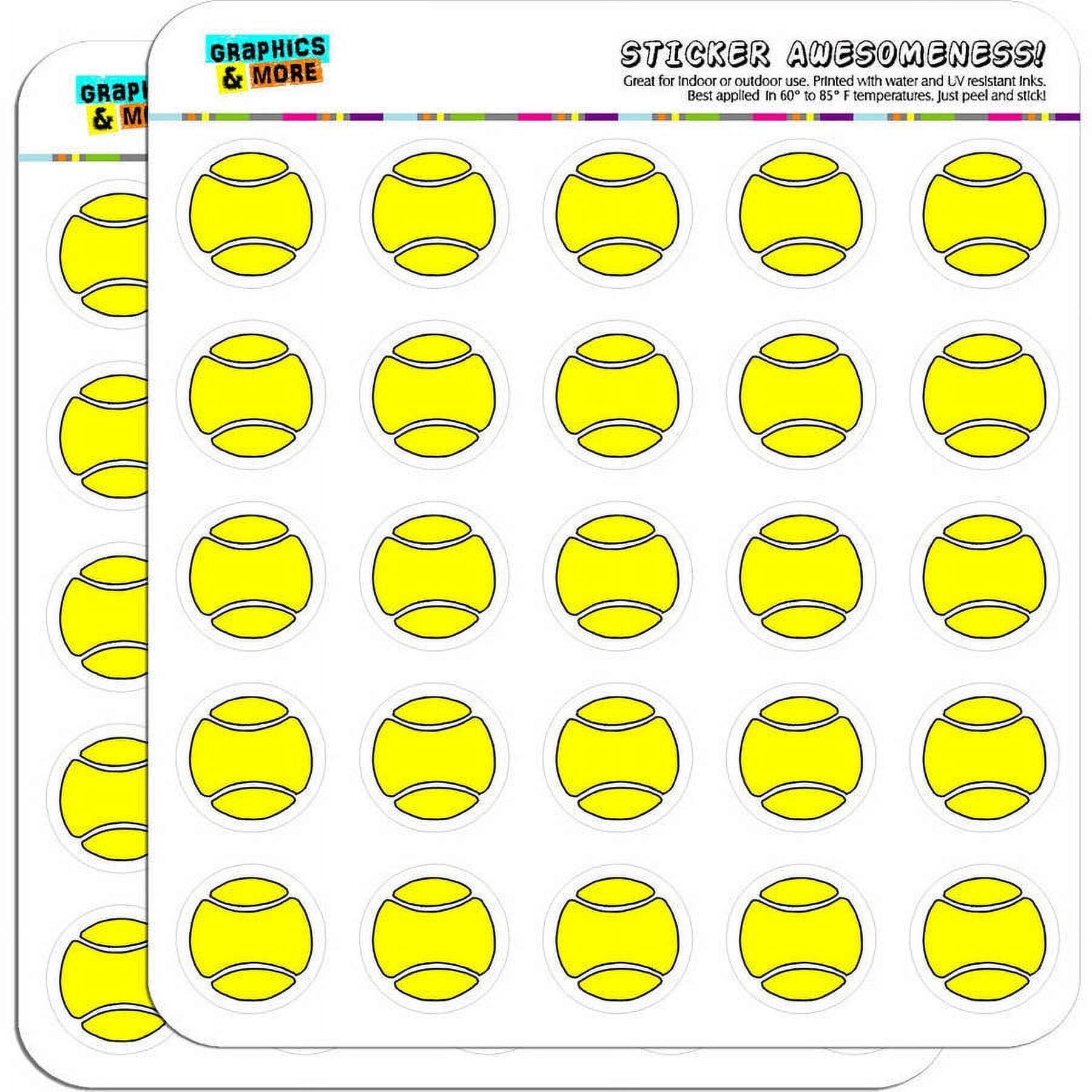 Cartoon Tennis Ball 50 1 inch Planner Calendar Scrapbooking Crafting Stickers, White