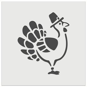 Cartoon Thanksgiving Turkey with Pilgrim Hat DIY Cookie Wall Craft Stencil - 3.5 Inch