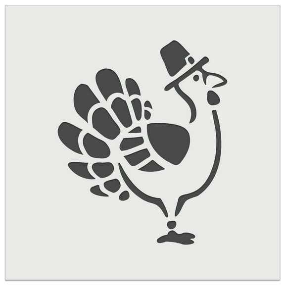 Cartoon Thanksgiving Turkey with Pilgrim Hat DIY Cookie Wall Craft Stencil - 3.5 Inch