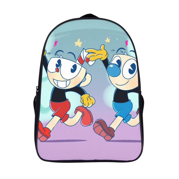 Cartoon The Cuphead Show Unisex Backpack Schoolbag Bookbag 2 Compartment Daypack Satchel Rucksack Travel Laptop Bag