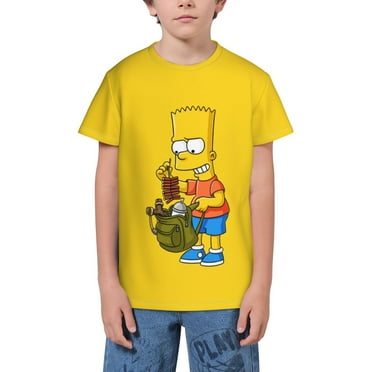 Cartoon The Simpsons Kids T-Shirt, Fashionable Children'S Short Sleeved, Youth Round Neck Tee. Unisex Casual And Loose Top.