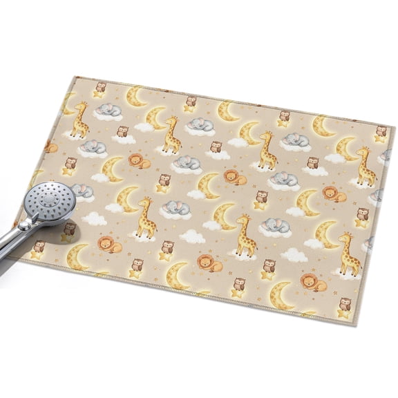 Cartoon Theme Washable Area Rug 2 x 3 ft Animals Giraffe Elephant Lion Owl Moon Dream, Soft Non Slip Rugs Stain Repellent Indoor Felt Carpet for Living Dining Room Bedroom Home Office