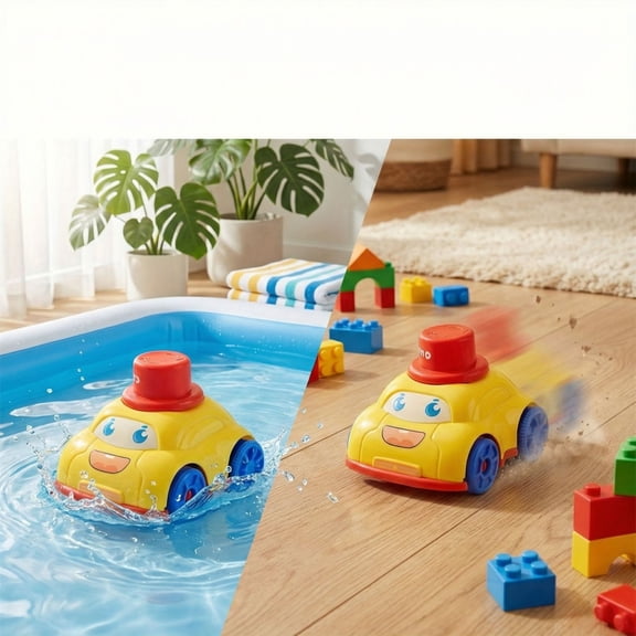 Cartoon Themed Spring Powered Pool Toys Car for Land and Water, Fun Wind Up Pool Floats for Pool and Beach, Durable Water Toys Car for Bathtub and Swimming Pool