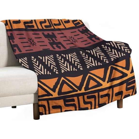 Cartoon Throw Blanket All Seasons Flannel Blanket, Soft Warm Plush Blankets for Couch Sofa Bed Egyptian Geometry 50"x60"